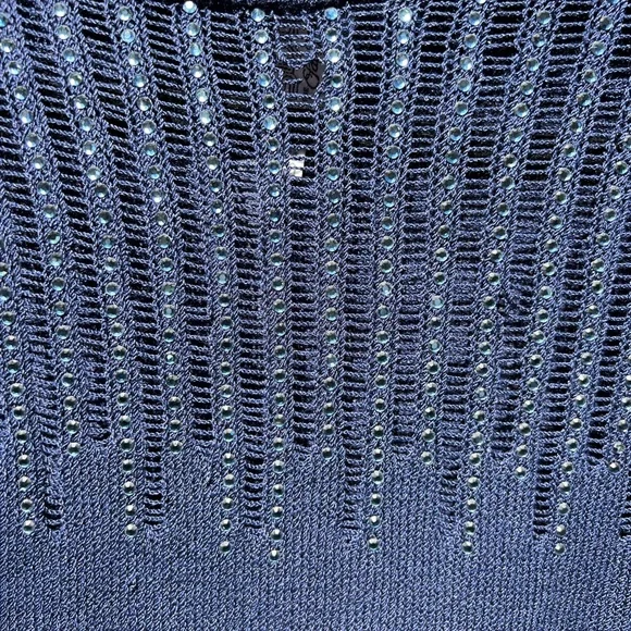 Vintage St. John for Saks embellished knit sweater Dress Navy Women's Sz 8 USA - Picture 4 of 15